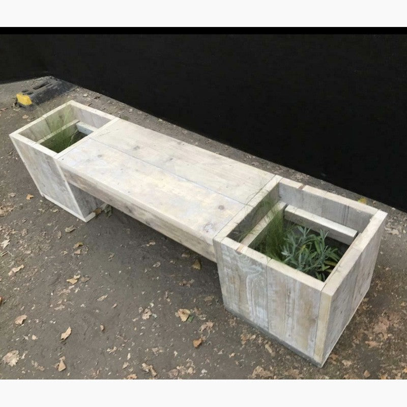 Wooden Planter with Bench - Garden Furniture