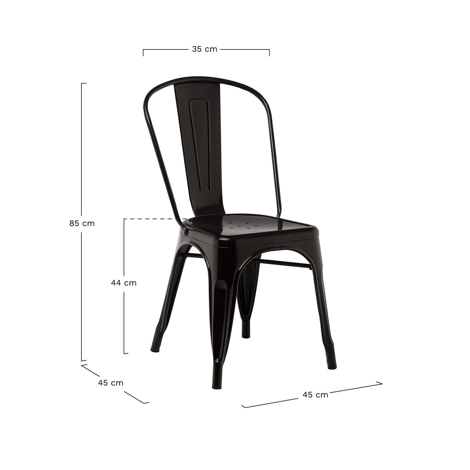 Industrial Metal Dining Chair - Black