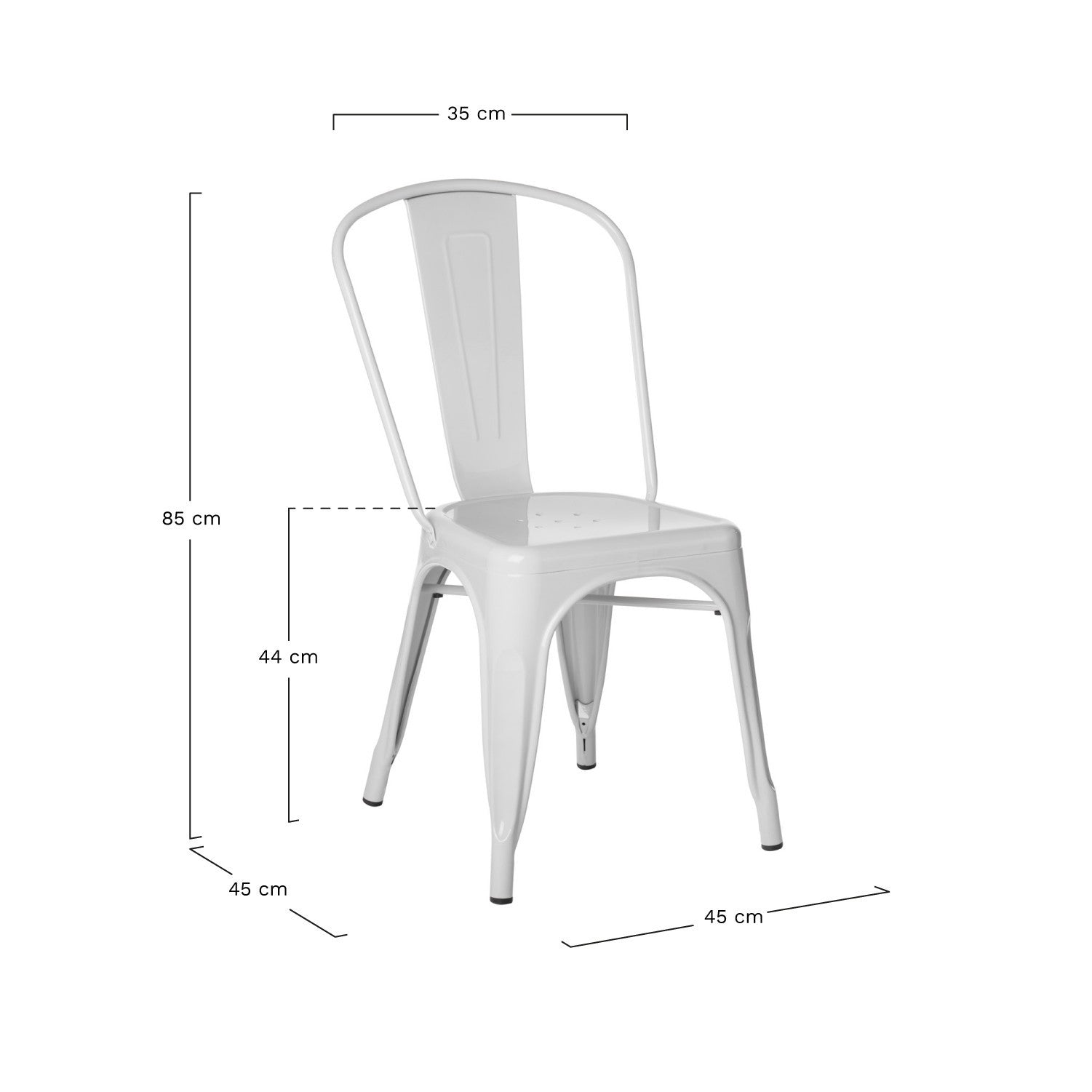 Industrial Metal Dining Chair - White
