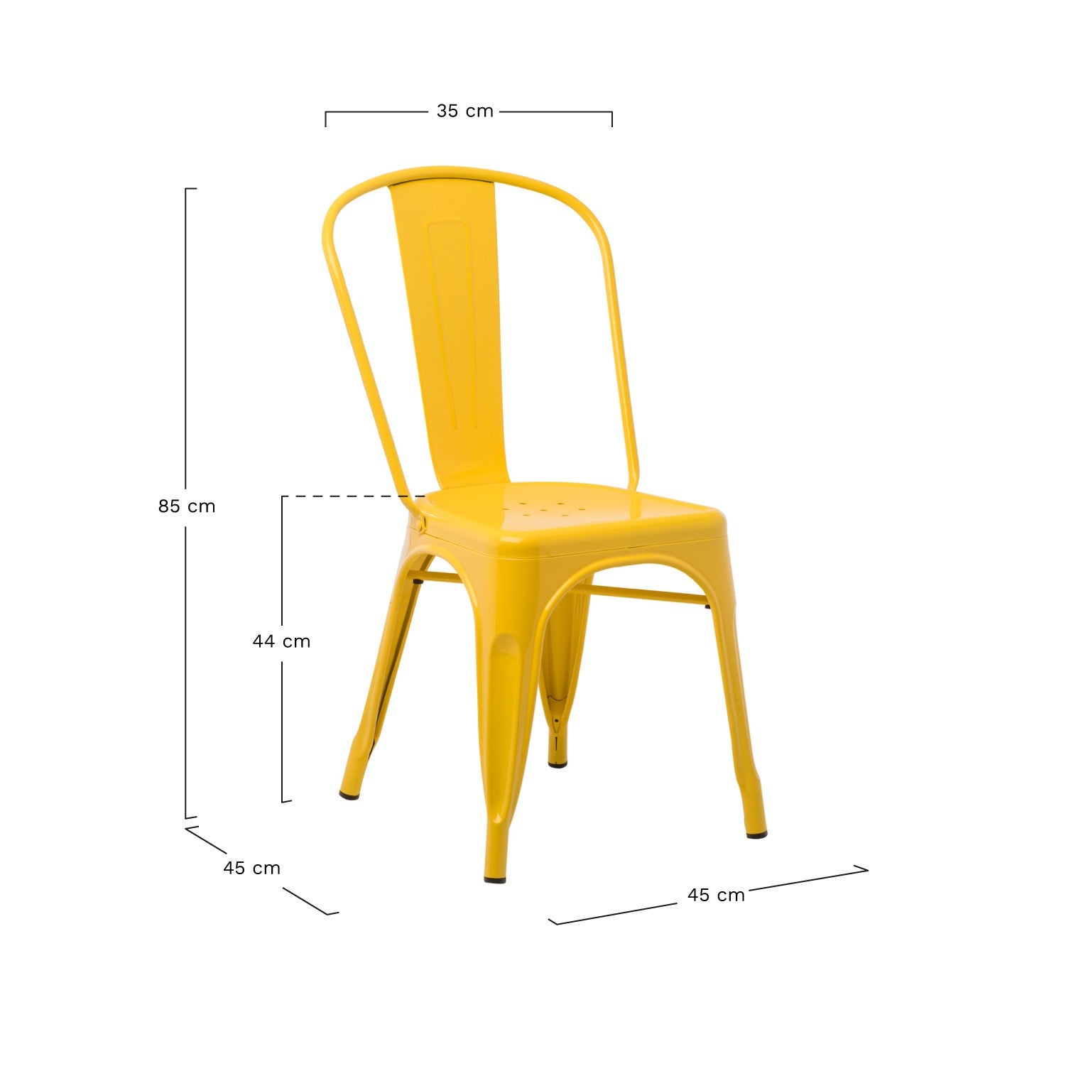 Industrial Metal Dining Chair - Yellow