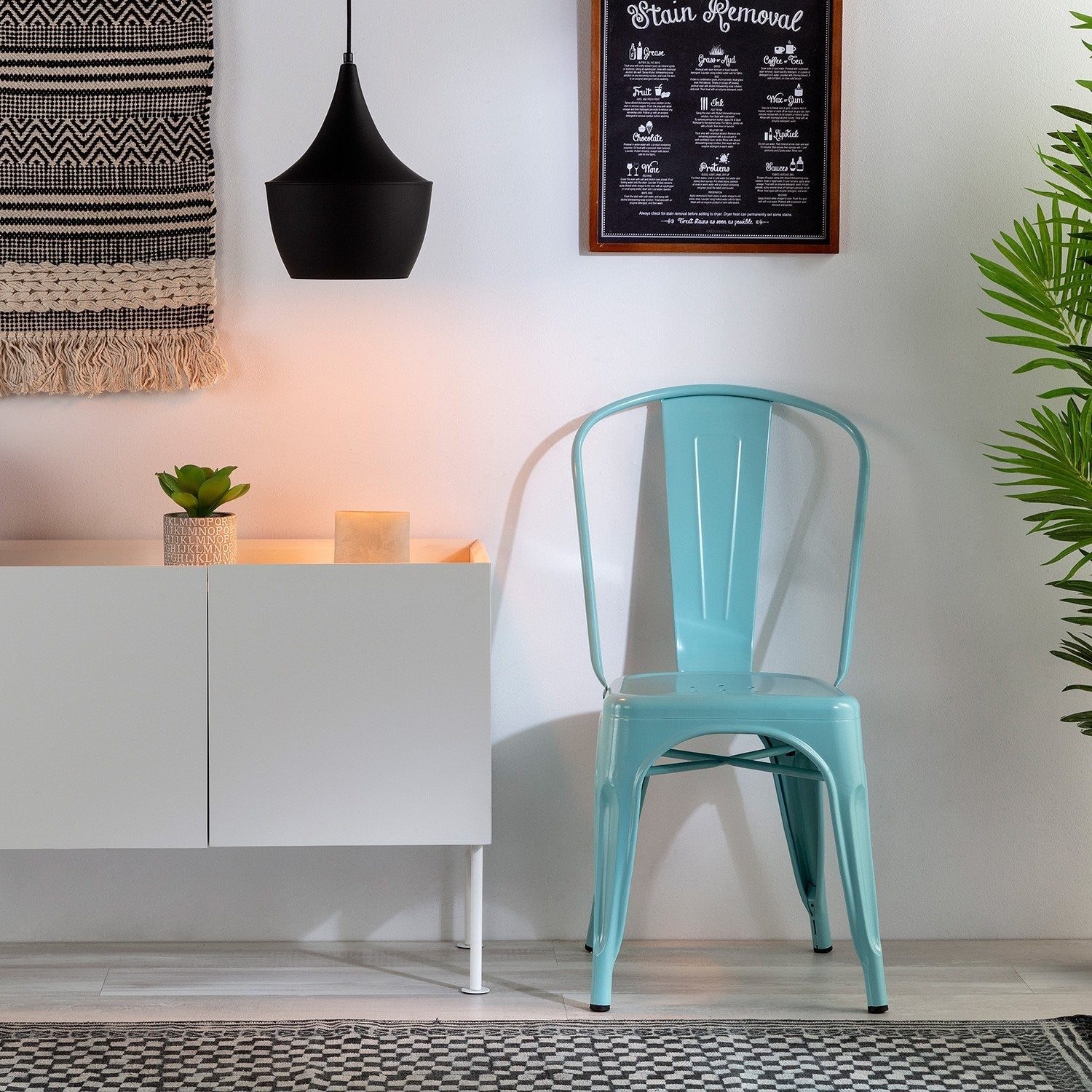 Industrial Metal Dining Chair - Greenery Green