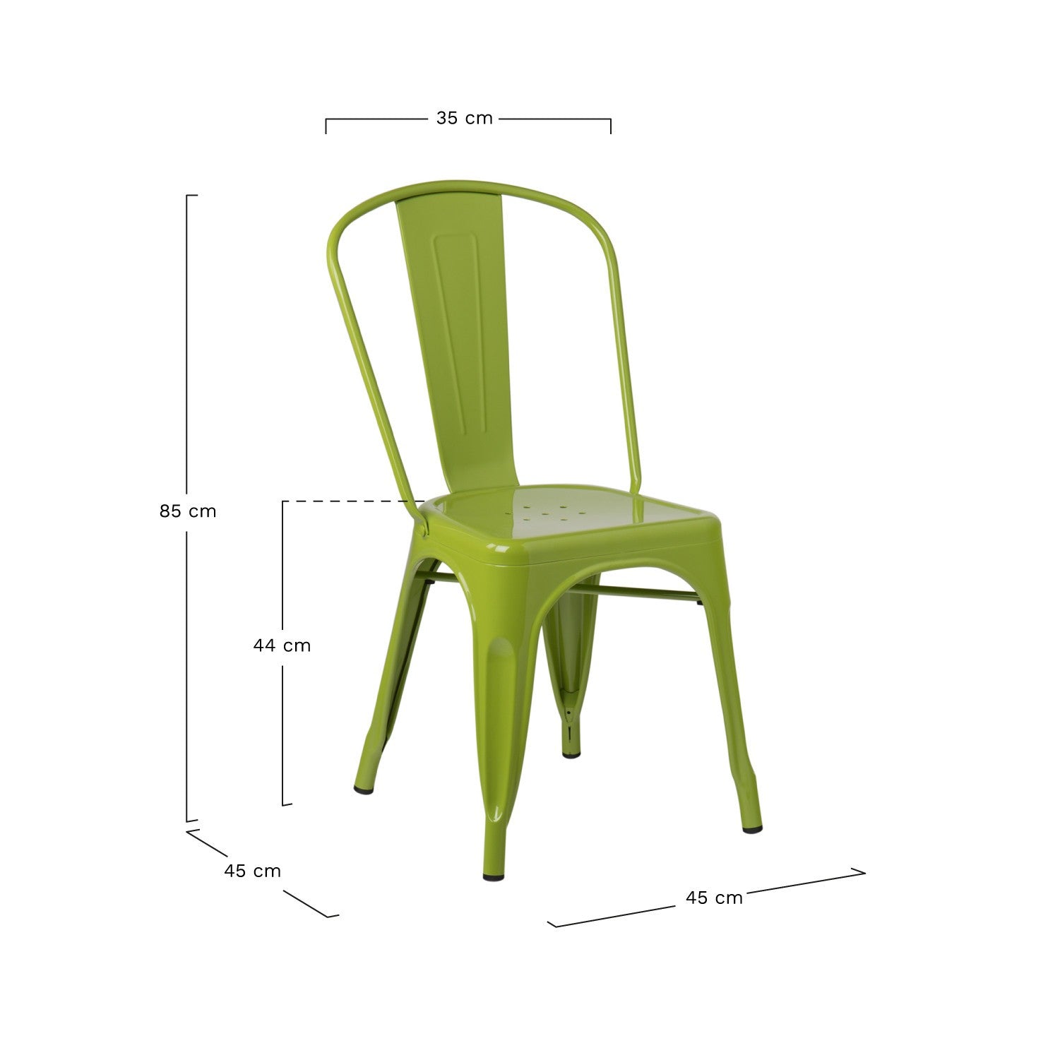 Industrial Metal Dining Chair - Greenery Green