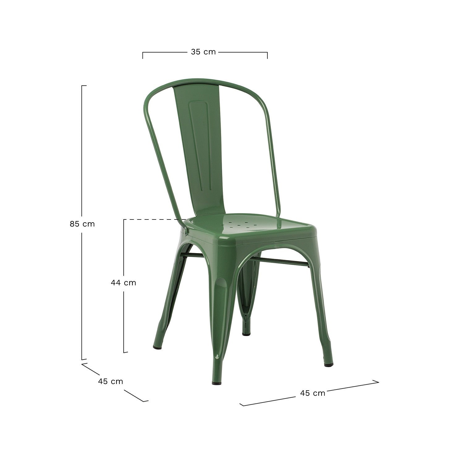 Industrial Metal Dining Chair - Green Kale