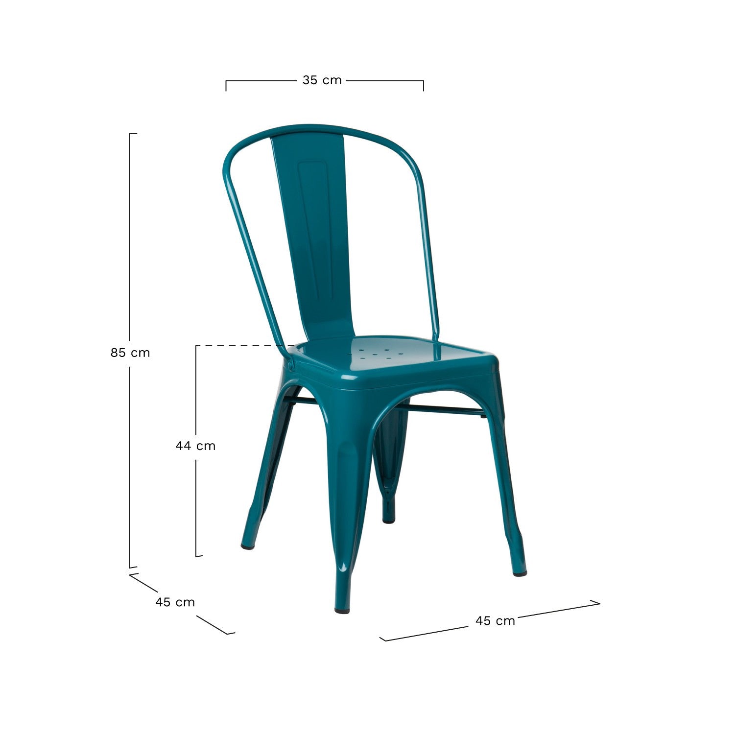 Industrial Metal Dining Chair - Blue Turquoise