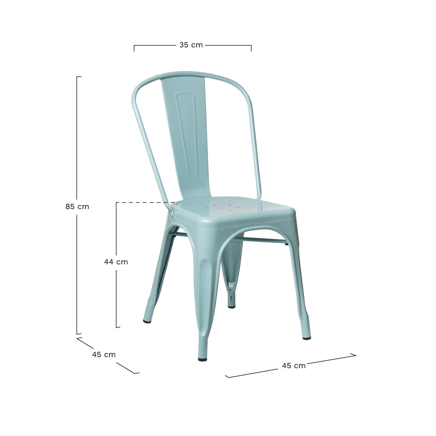 Industrial Metal Dining Chair - Blue Island Paradise