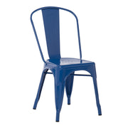 Industrial Metal Dining Chair - Blue Lapis Blue