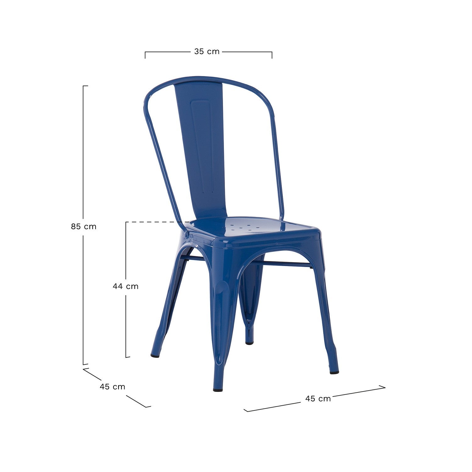 Industrial Metal Dining Chair - Blue Lapis Blue