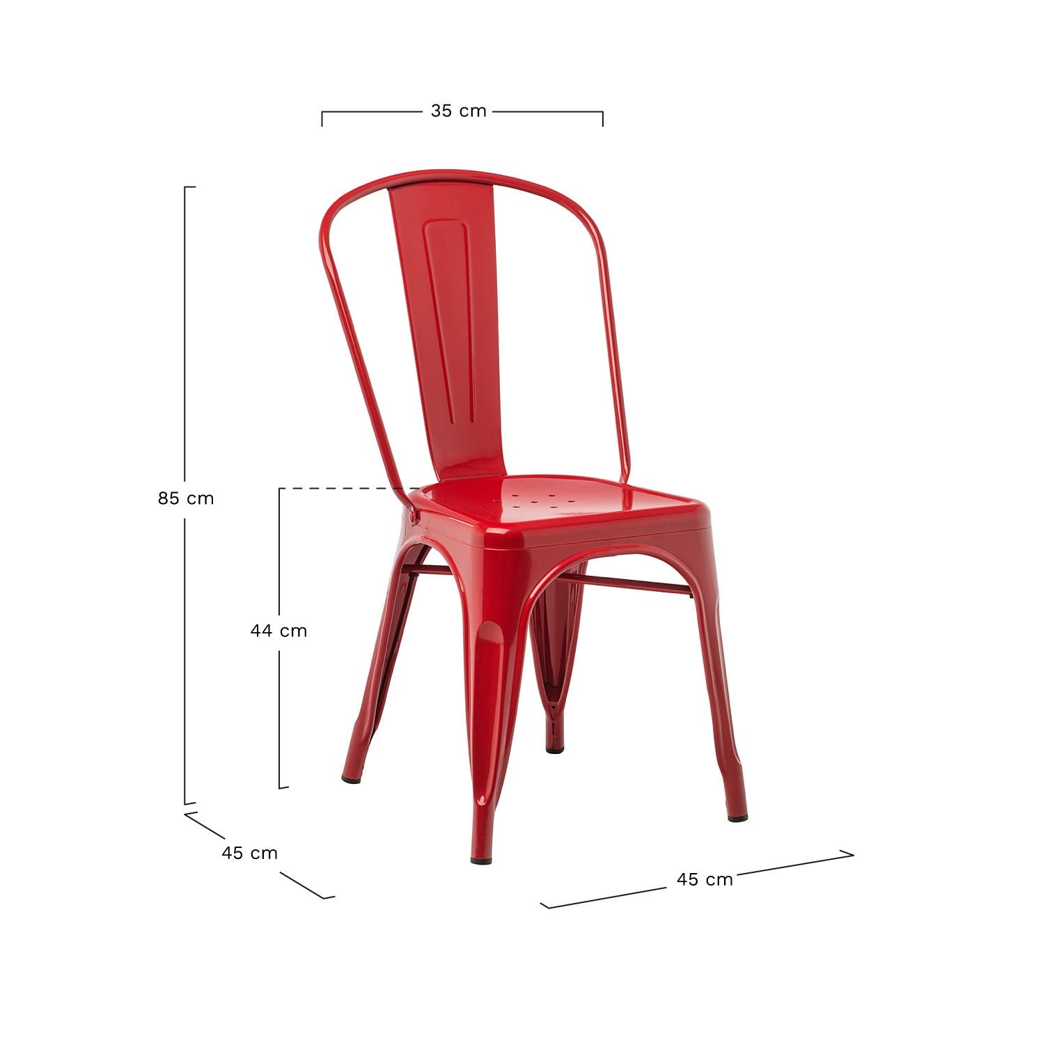 Industrial Metal Dining Chair - Red