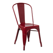 Industrial Metal Dining Chair - Burgundy Red