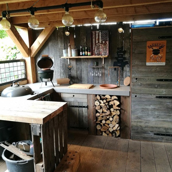 Rustic Outdoor BBQ Kitchen Area