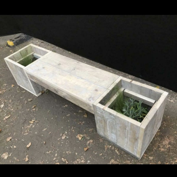 Wooden Planter with Bench