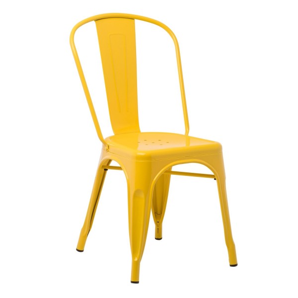 Industrial Metal Dining Chair Yellow, Yellow Metal Chairs