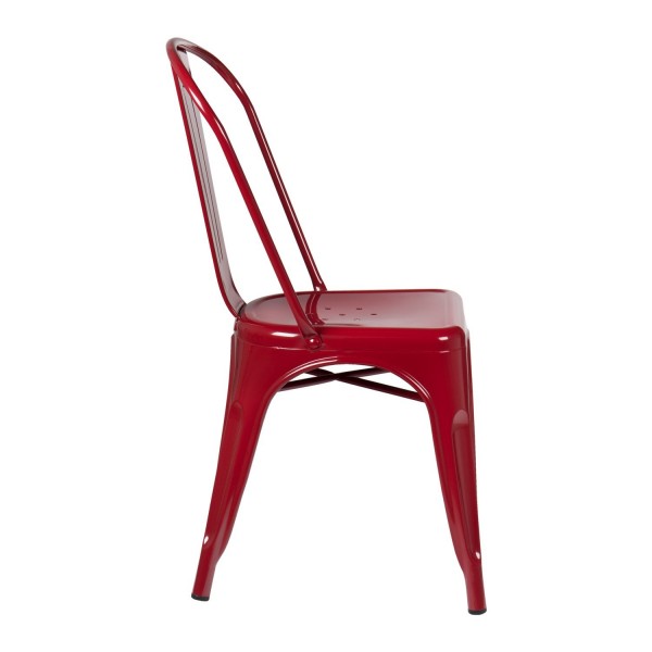 Industrial Metal Dining Chair - Burgundy Red | Chairs | Rugged London