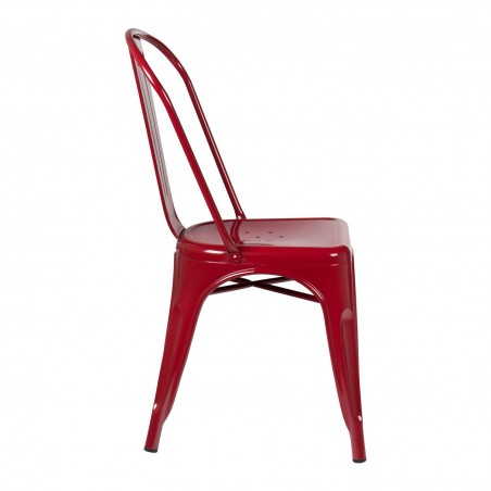 Industrial Metal Dining Chair - Burgundy Red | Chairs | Rugged London