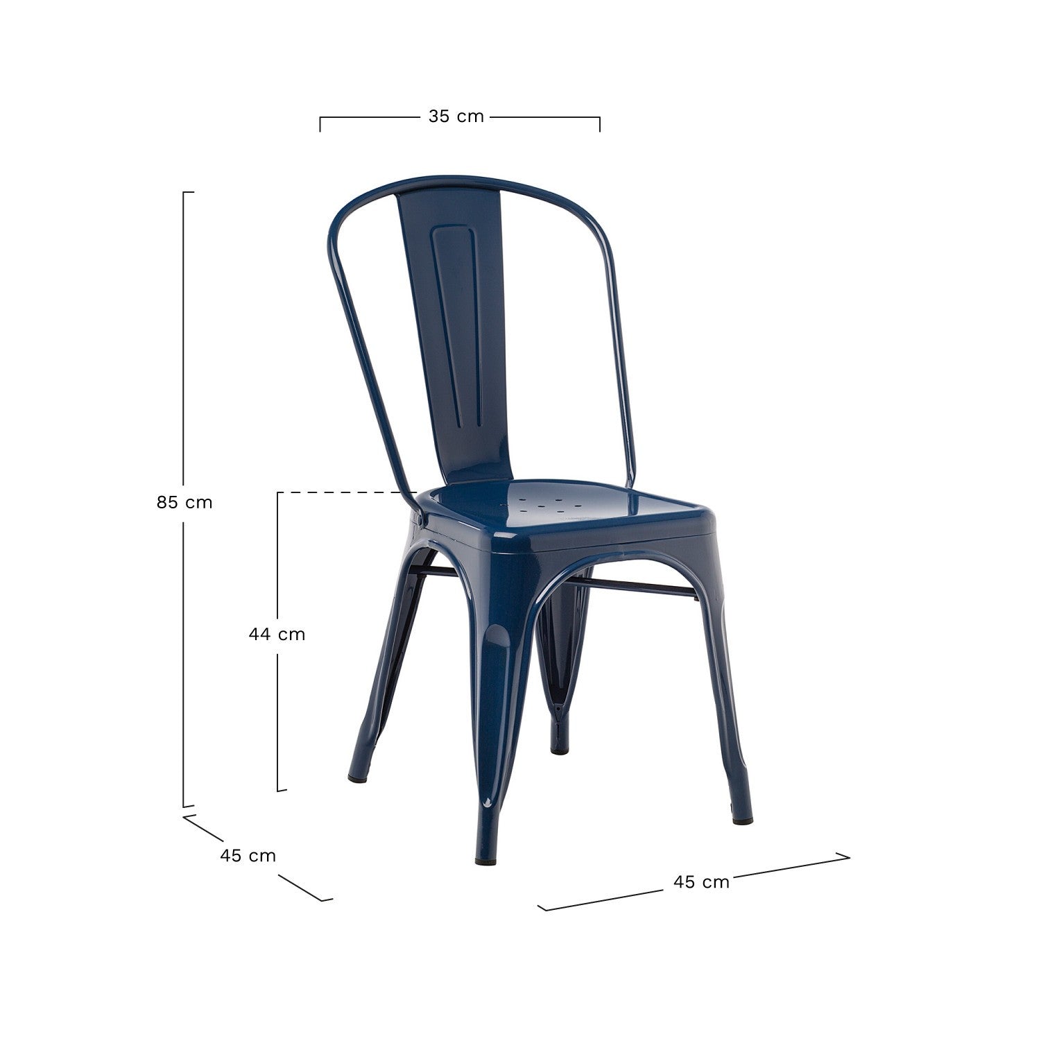Industrial Metal Dining Chair - Navy Blue