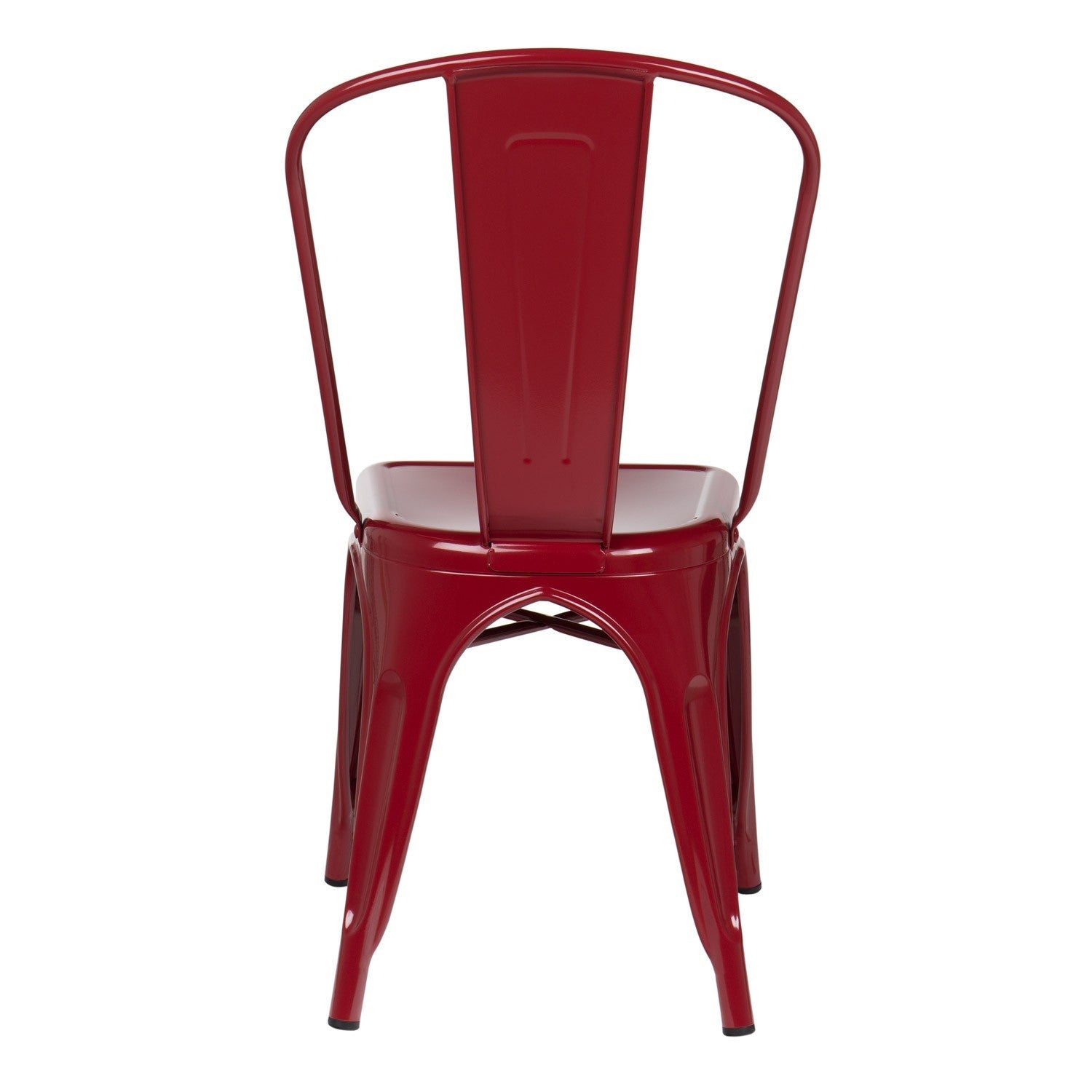 Industrial Metal Dining Chair - Burgundy Red