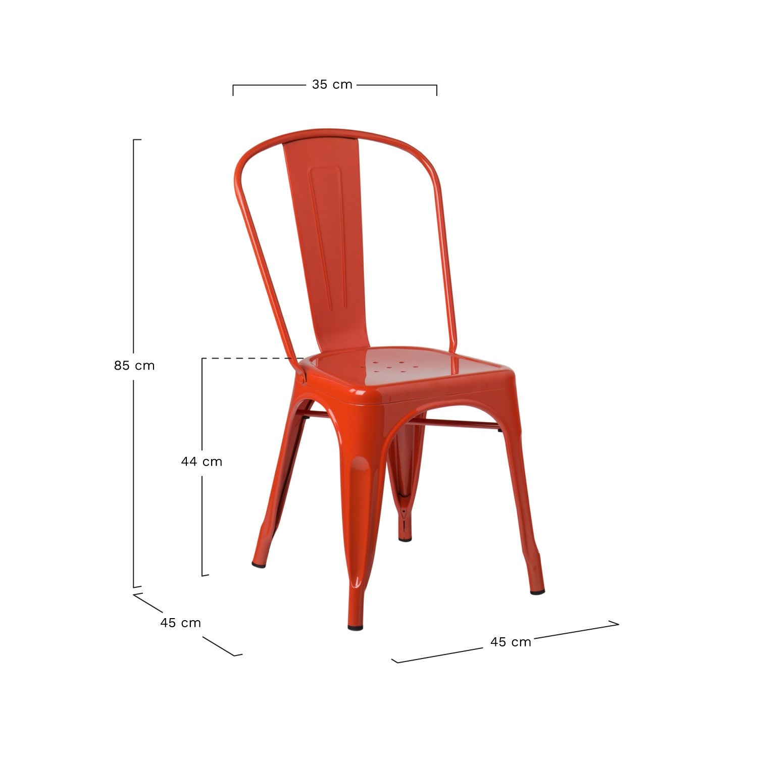 Industrial Metal Dining Chair - Orange