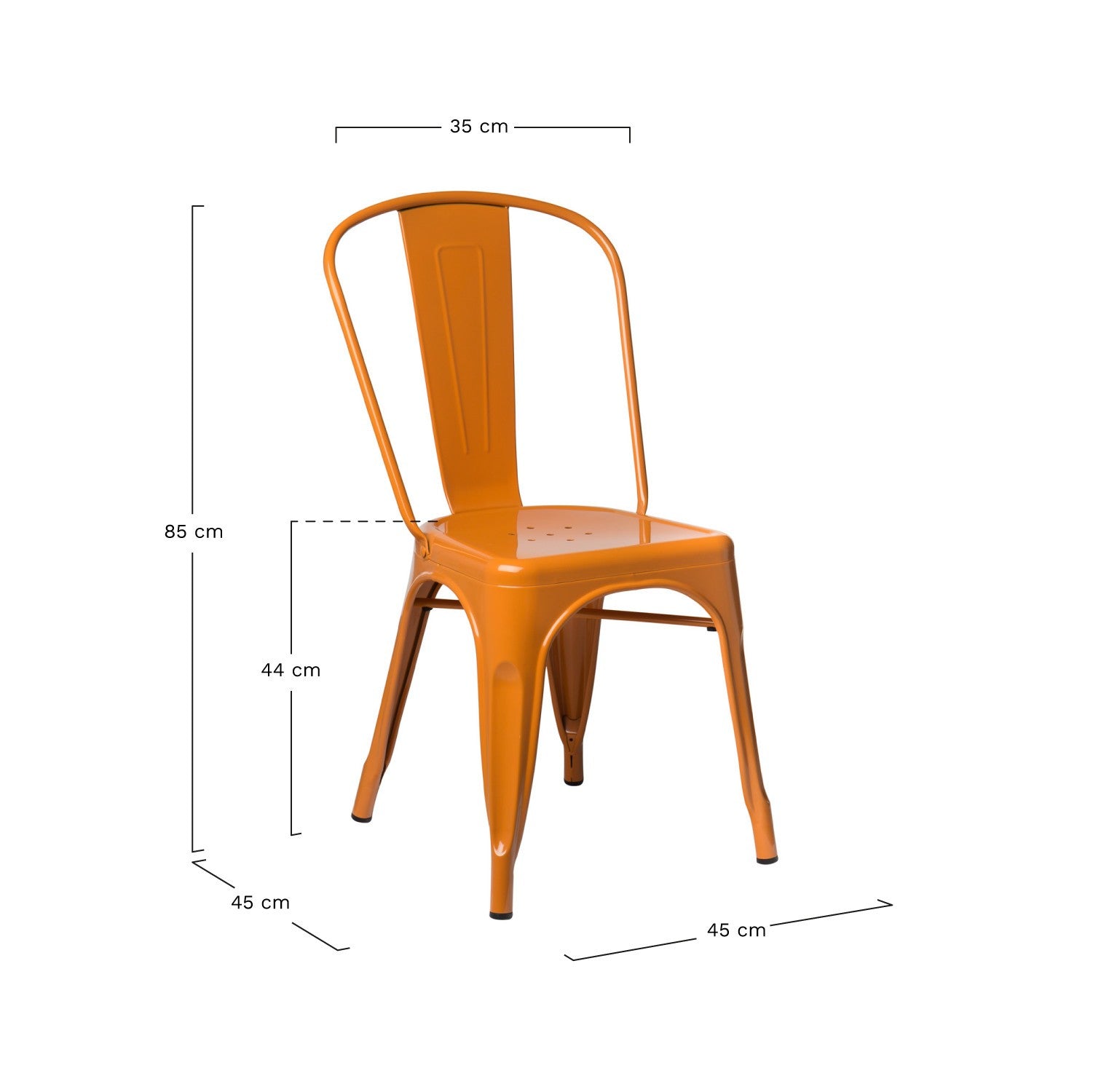 Industrial Metal Dining Chair - Saffron Orange