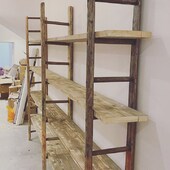 #Sustainable racking in a fantastic new shop #Lordship-lane made by #Ruggedlondon .#scaffold #ladder and #Scaffold #boards